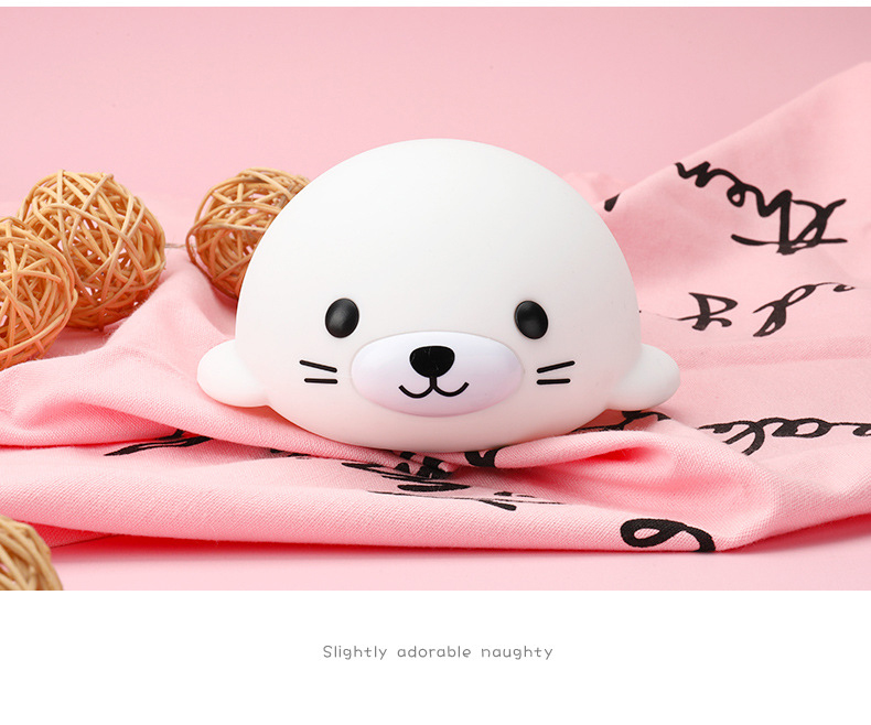 Free Shipping Rechargeable Cute Squishy Silicone Seal Baby Night Light Lamp