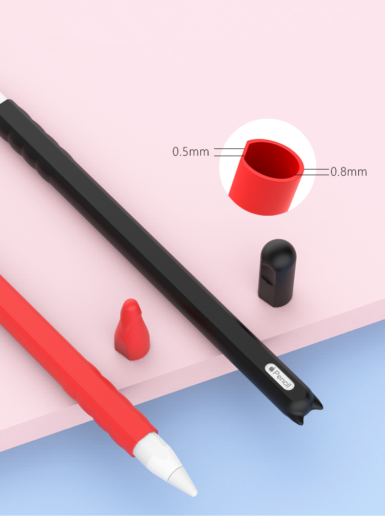 Cartoon Silicone Round Pen Cap Sleeve Grip Cover Pencil Case for Apple Pencil 2